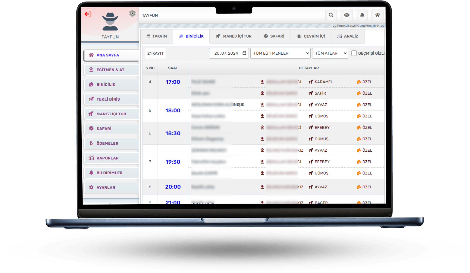 Manage trainers, courts and resources